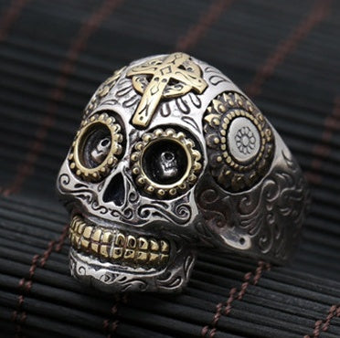 Cross men's ring punk skull ring Domineering men's personality nightclub vintage ring