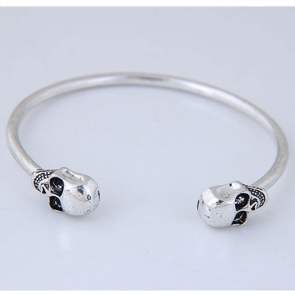 Womens Double Sided Skull Bracelet Alloy Geometric Bangle