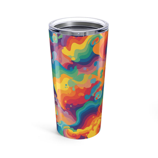 20oz Stainless Steel Tumbler With Double Wall Vacuum Insulation And Printed Design For Hot And Cold Beverages