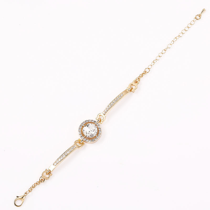 Womens Rhinestone Bracelet Alloy Bracelet Korean Fashion with Artificial Gem Inlay GeometricDesign HeartOf Sea