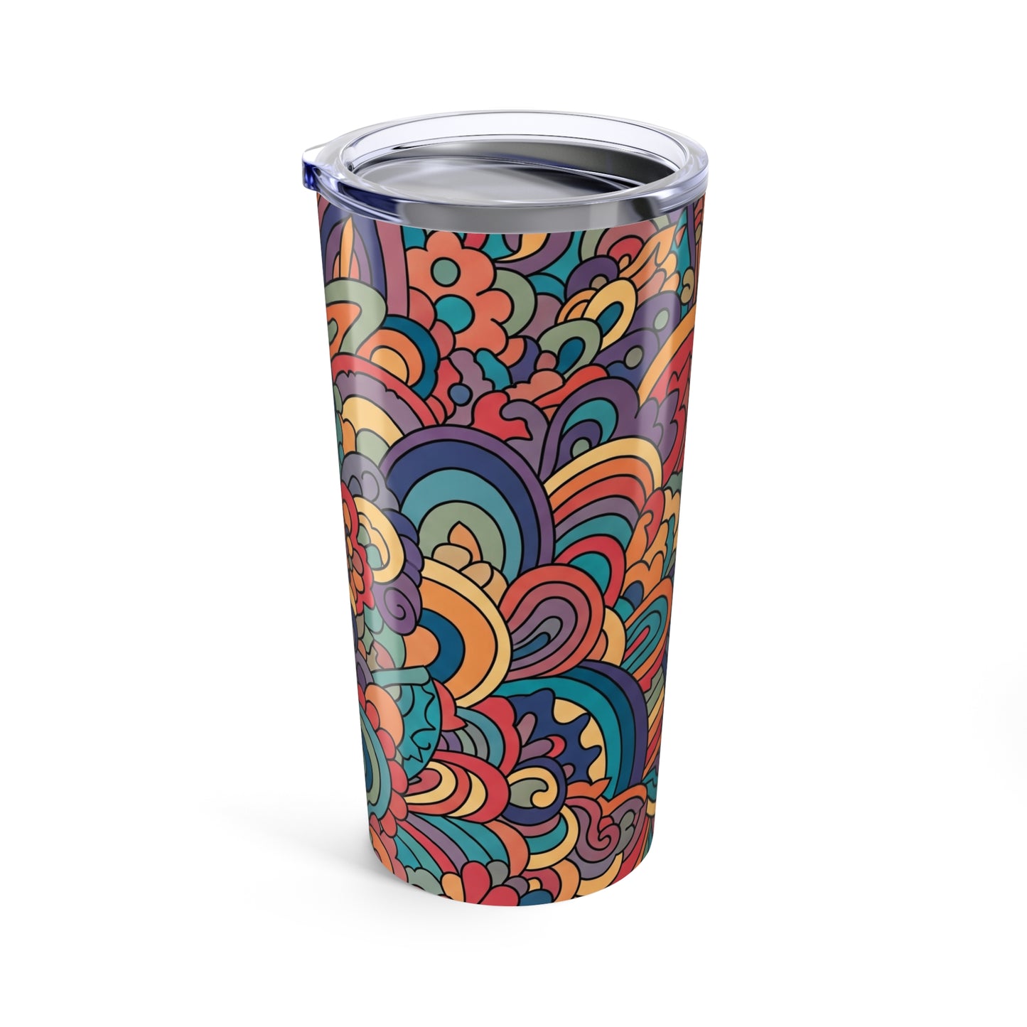 20 Oz Metal Tumbler With Printed Design Double Wall Vacuum Insulated Leak Proof Thermal Travel Coffee Mug For