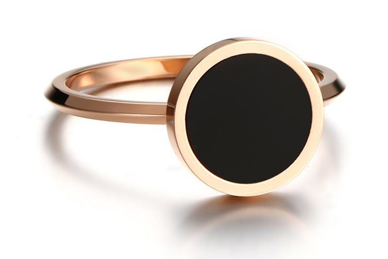 Geometric Titanium Steel Epoxy Ring For Women Jewelry