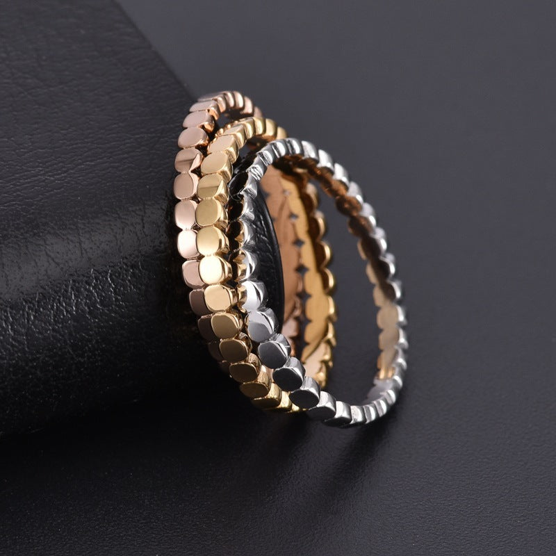 Stainless Steel Ring Geometric Korean Style Electroplated For Women Round Silver Gold Rose Gold Minimalist Fashionable