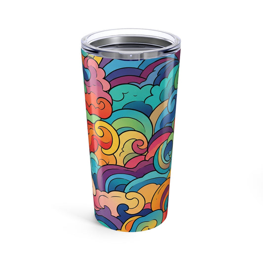20oz Stainless Steel Tumbler With Double Wall Vacuum Insulation Spill Resistant Printed Design For Hot Beverages