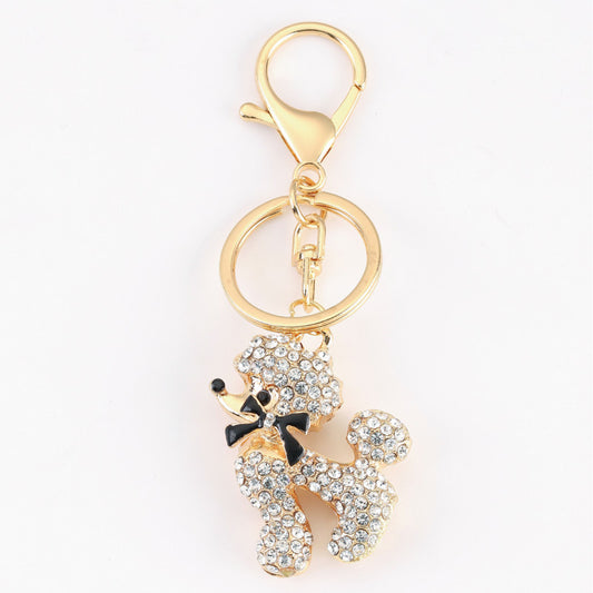 Cartoon Dog Keychain Alloy Metal Key Ring Gold Zodiac Puppy Keyring Cute Animal Car Accessory for Purse Bag Gift