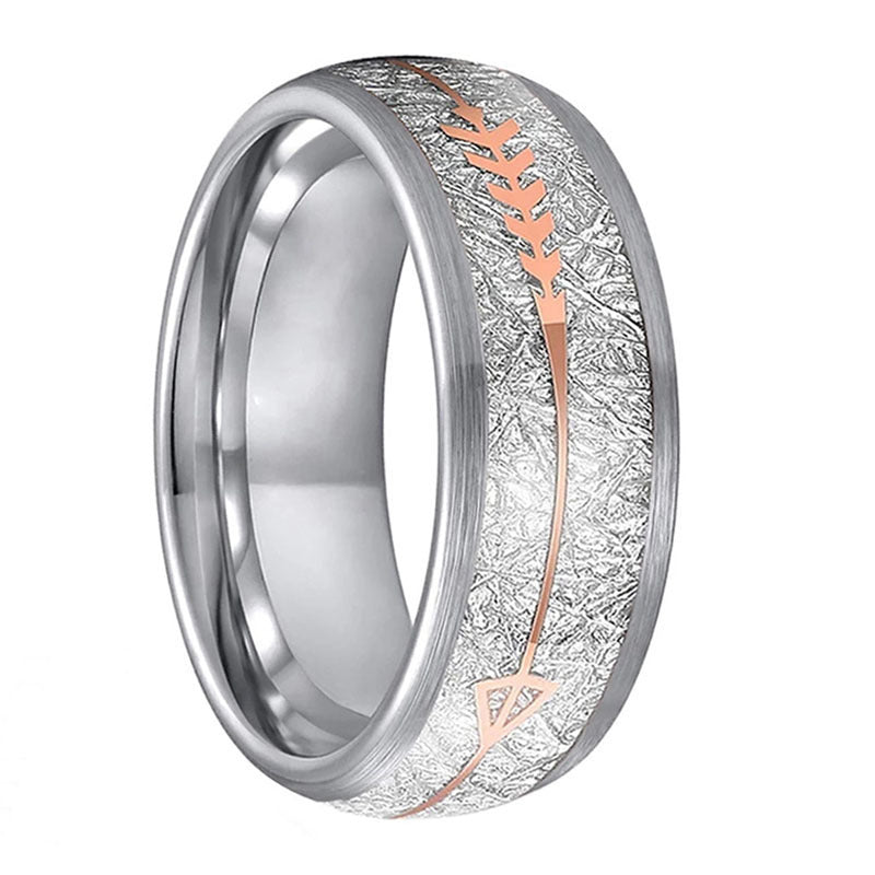 Stainless Steel Meteorite Sand Ring Rose Gold Wedding Bands for Men and Women with Elegant Design Matte Finish