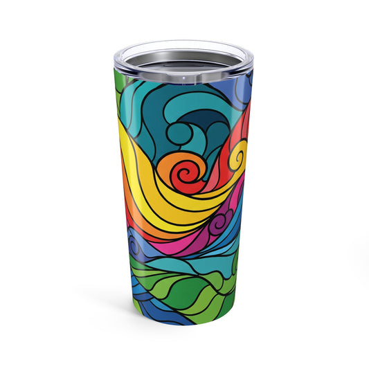 20oz Stainless Steel Tumbler With Double Wall Vacuum Insulation For Hot Or Cold Beverages Durable Printed Design