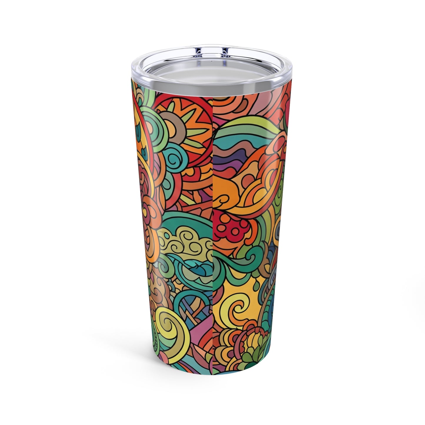 20oz Stainless Steel Tumbler With Vacuum Insulation Spill Resistant BPA Free Printed Design For Hot And Cold Drinks