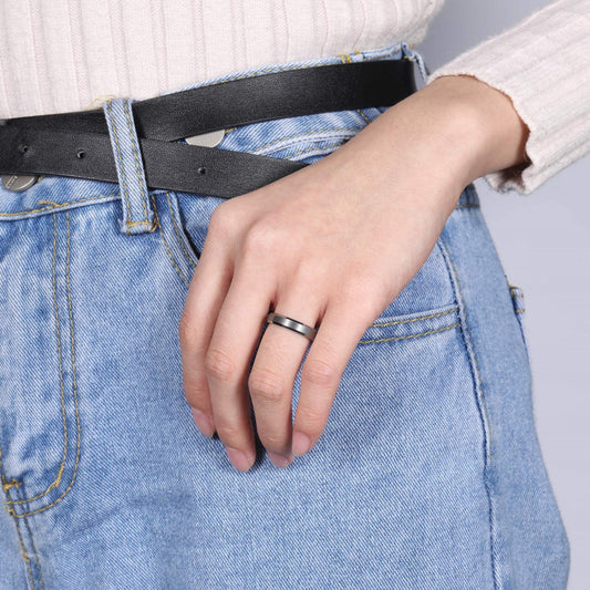 Stainless Steel Ring With Inner Blue Silver Geometry Design Band For Men Or Women Unisex Creative Jewelry Accessory