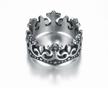 Europe and America punk gothic rock retro crown Roman titanium steel casting hipster domineering fashion men's ring ring