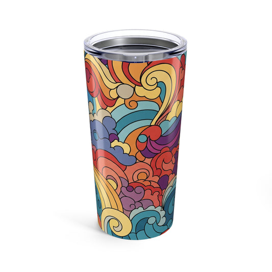 20 Oz Stainless Steel Tumbler With Printed Design Double Wall Vacuum Insulated Leak Proof For Hot And Cold