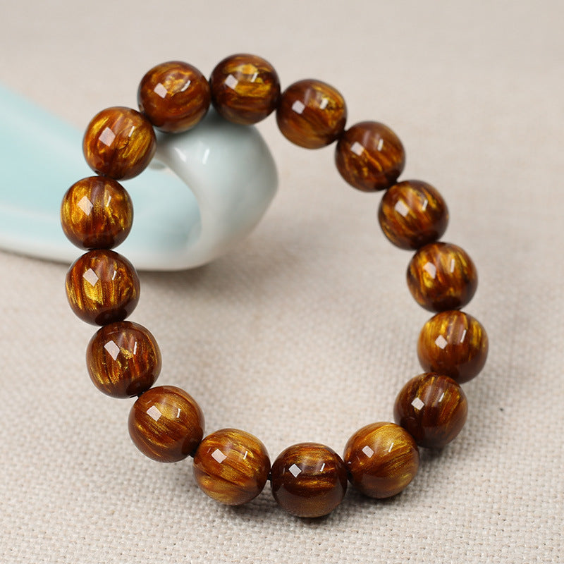 Hand Woven Bracelet Golden Silk Resin Bangle Vintage Geometric Design Unisex Fashion Jewelry Anti Fatigue Weaving