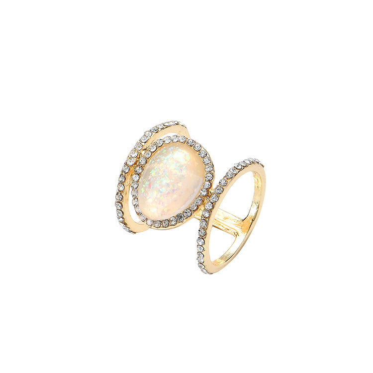 Womens Geometric Moonstones Rings Mosaic Purple Gemstone Alloy Electroplated Irregular Design European Jewelry