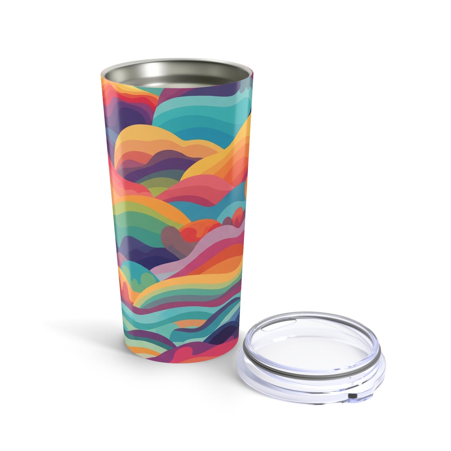 20oz Double Wall Vacuum Insulated Stainless Steel Travel Mug With Printed Design Durable Leak Proof For Hot And