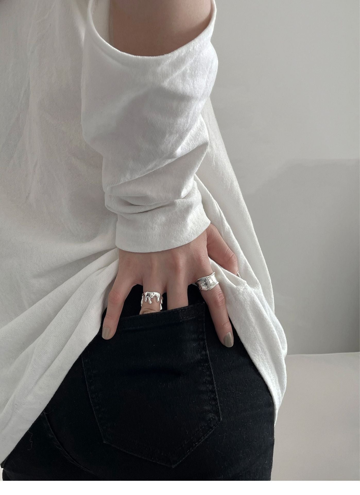 Womens Retro Geometric Water Drop Copper Electroplated Ring Patterned Fashion Jewelry Elegant Gift For Her Now
