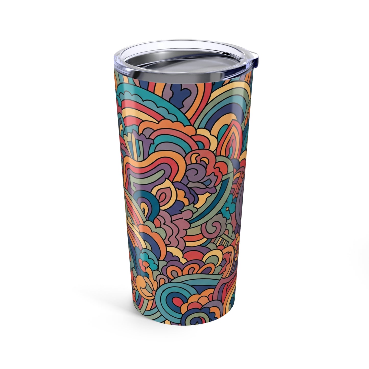 20 Oz Metal Tumbler With Printed Design Double Wall Vacuum Insulated Leak Proof Thermal Travel Coffee Mug For