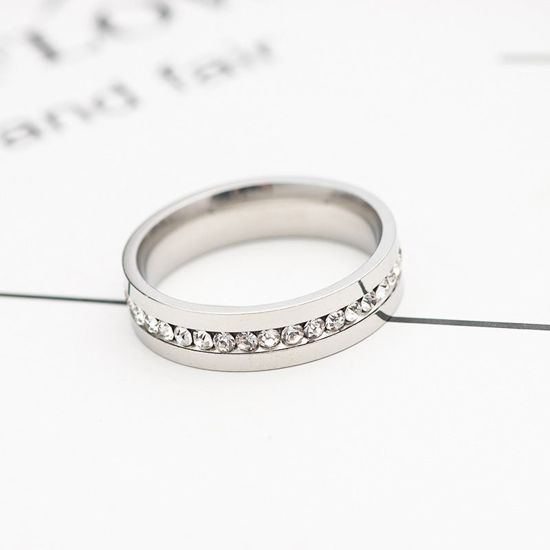 Titanium Steel Ring Inlaid Diamond Geometric Design Wedding Ring For Men And Women Silver Durable Everyday Wear Gift