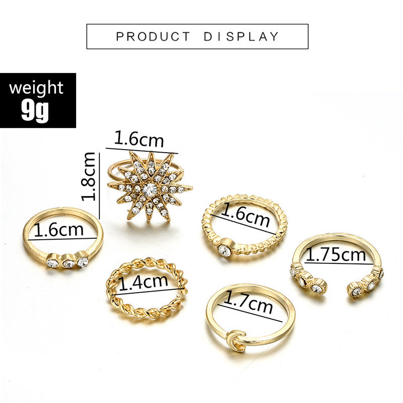 Womens Knuckle Ring Set Bohemian Alloy Rings Electroplated Silver Geometric Design European American Ornaments