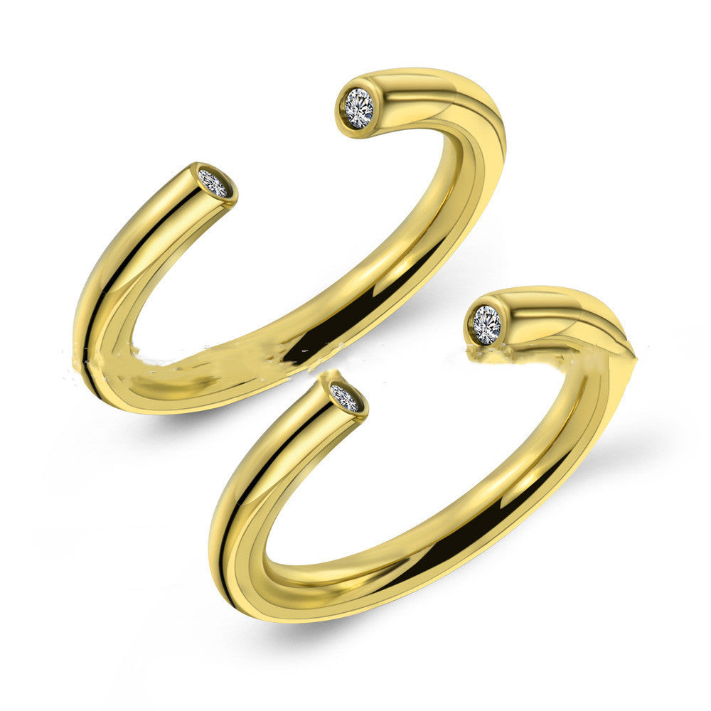 Simple Titanium Steel Ring With Gold Inlay And Diamond Accent For Sizes Six Seven Eight Nine Ten For Daily Use