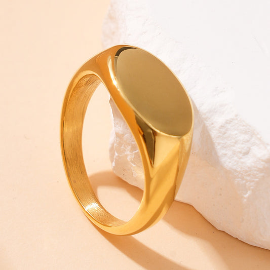 Gold Color Electroplated Stainless Steel Ring Unisex Band Jewelry Gift For Her Sizes 6 7 8 9 Metallic Shine Glow