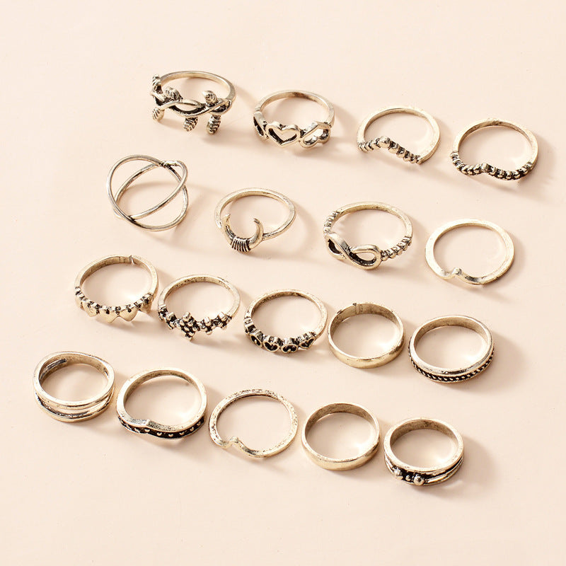 Womens Fashion Rings Set 18 Piece Metal Ring Collection Moon Ring European Ring Individually Packed Gift Ready