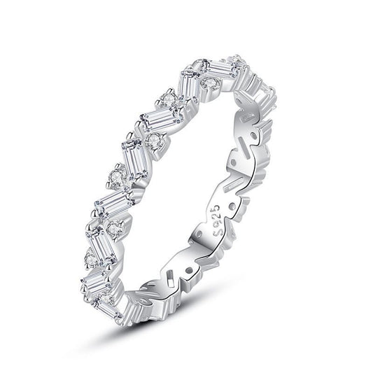 Gold Plated Silver Ring With Sugar Cube Gem Inlay Design