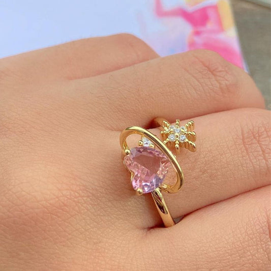 Heart Shape Zircon Ring For Women Alloy Jewelry Gift
