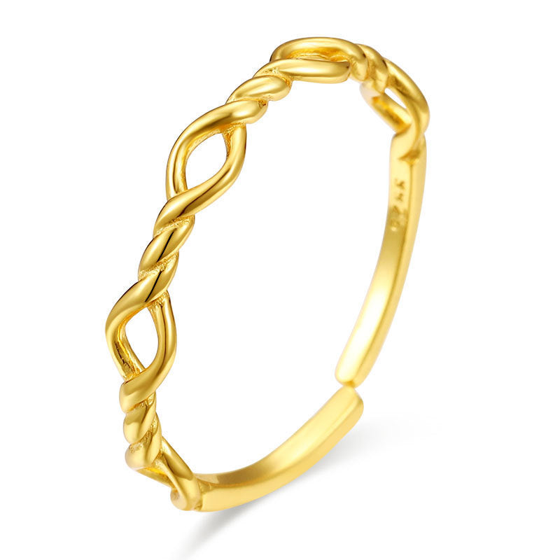 Womens 925 Sterling Silver Ring Double Layer Geometric Knotted Ring Korean Fashion Geometric Ring for Women Girls Party Jewelry Gift Double-Layer Ring