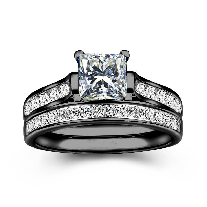 Couple Rings Matching Set For Him And Her Electroplated Alloy Geometrical Bands Anniversary Engagement Wedding