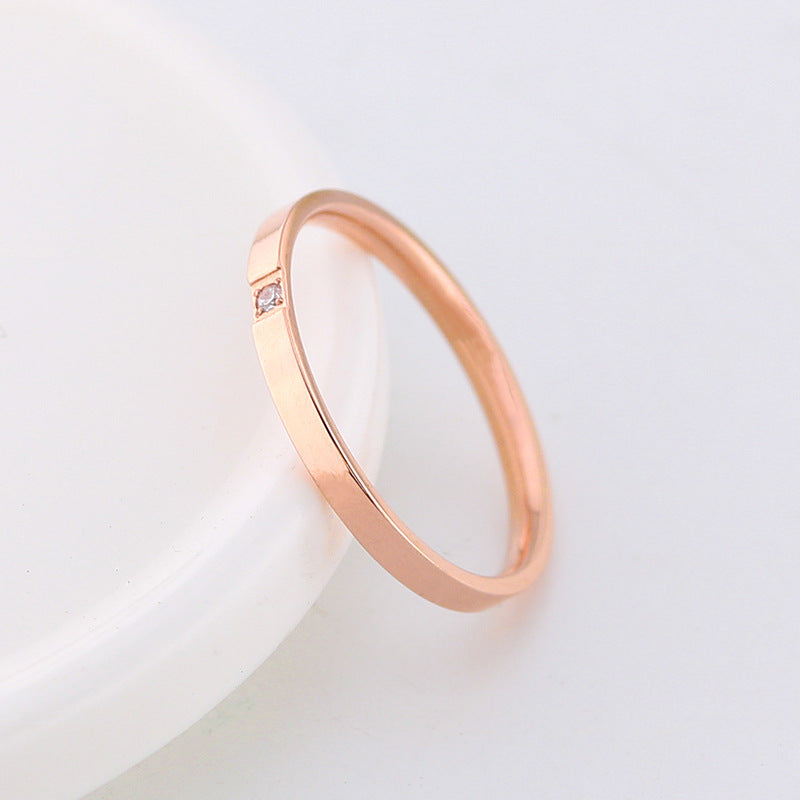 Titanium Steel Retro Round Ring Gold Plated Inlaid Gemstone Fashion Jewelry Electroplated Statement Ring Style