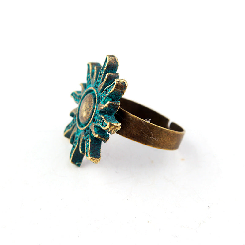 Exotic Sun Design Unisex Adjustable Alloy Ring Bronze Finish