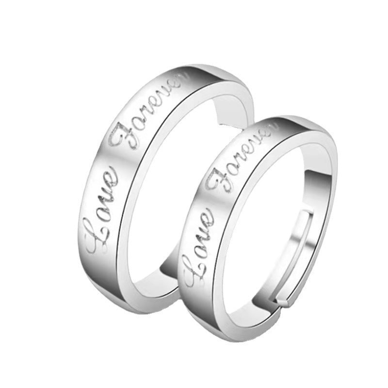 Retro Copper Ring Hand Ornament Eternal Love Letter Ring For Men And Women Fashion Electroplated Simple Band Ring