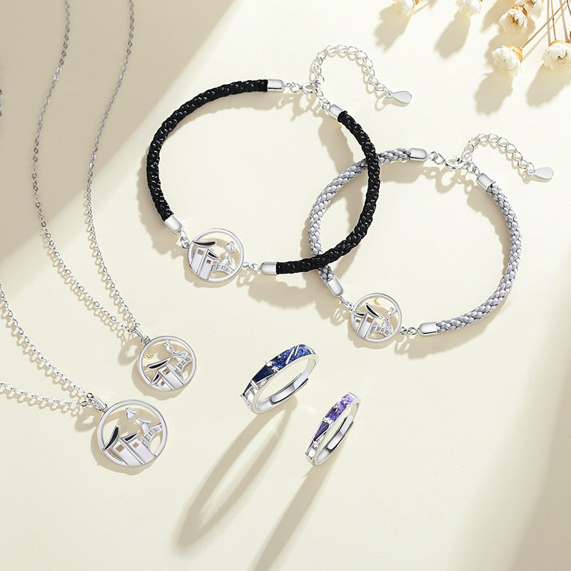 Starry Skies Ring For Lovers Adjustable Opening Couple Ring With Enamel Meteor Design Fashionable High Quality