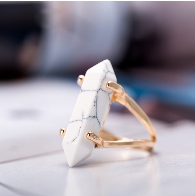 Unisex Geometric Hexagonal Ring Alloy Insert Drill Styling For Men And Women European And American Fashion Style