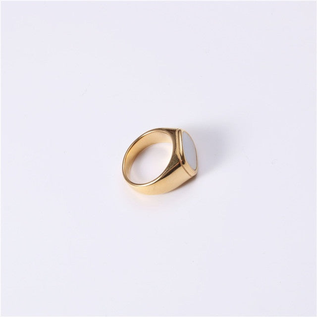 Golden Square Ring For Women Stainless Steel Hypoallergenic Long Lasting Color Exquisite Jewelry Elegant Style