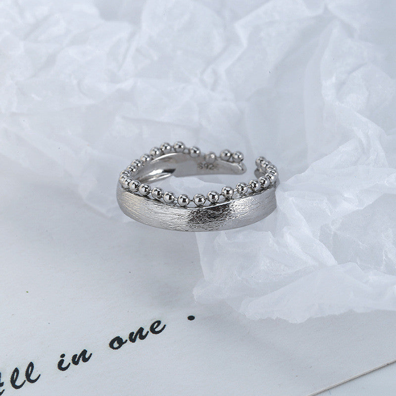 Adjustable Copper Ring Geometric Bead Chain Design 4mm Wide