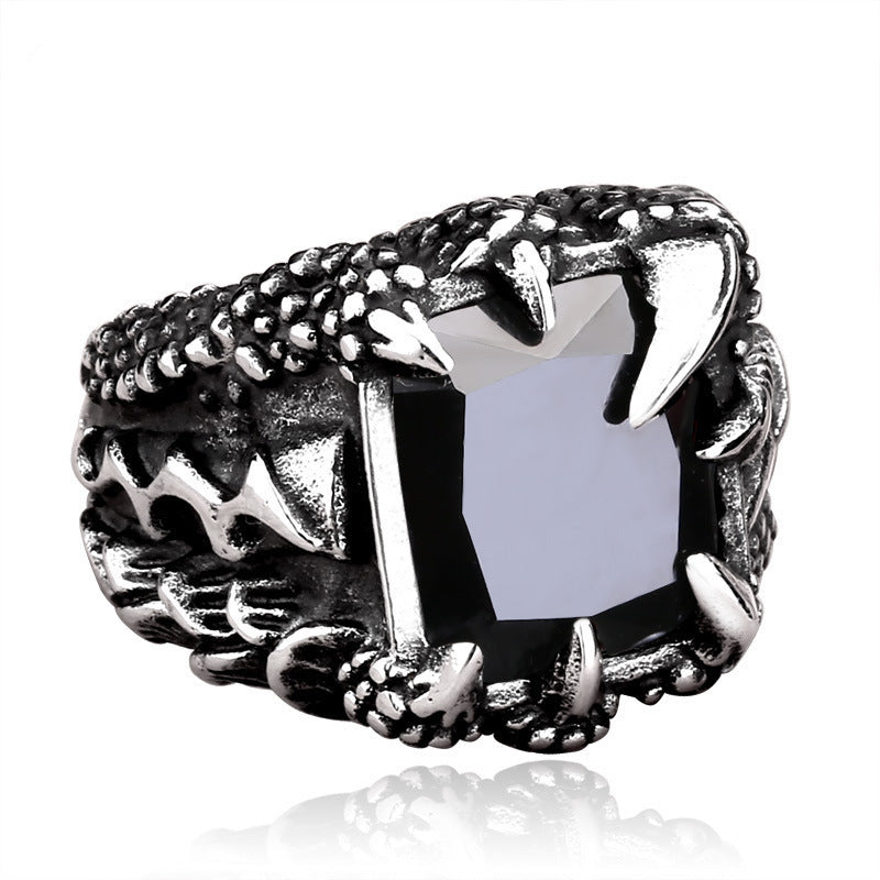 Mens Crown Ring Titanium Steel With Inlaid Zircon Stones Domineering Design Free Stainless Steel Ring Included