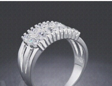 Platinum Plated Zircon Ring Copper Wave Design Womens Jewelry With Gold Inlay Gemstone Sparkle Finish Everyday