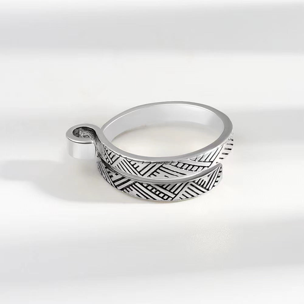 Unisex Open Ring Adjustable Alloy Jewelry Electroplated Crochet Thread Totem Geometry Korean Knitted Design Style