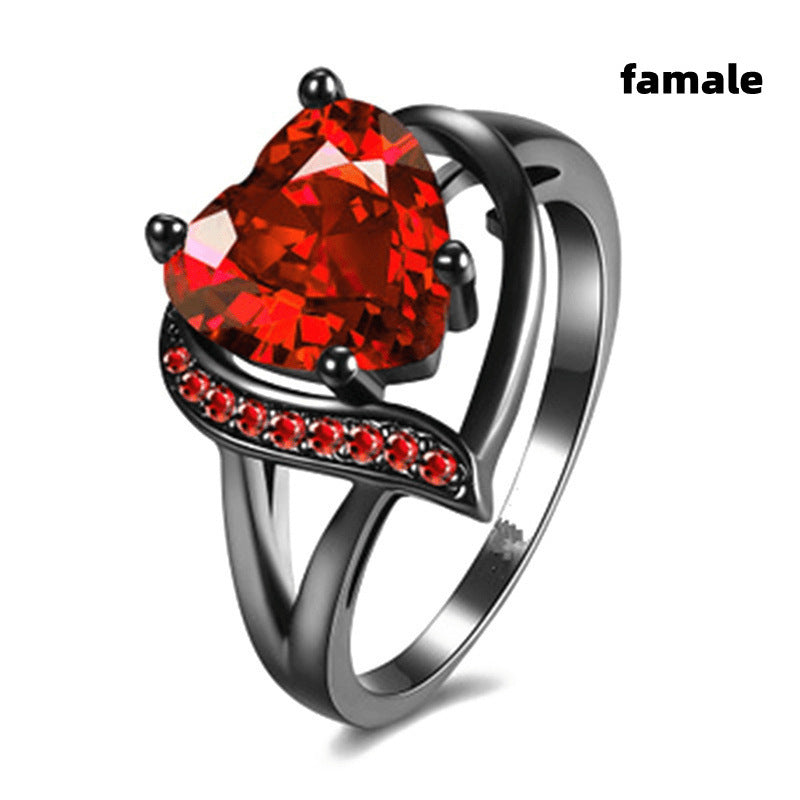 Couple Rings Dragon Pattern Heart Shape Matching Rings For Him And Her Stainless Steel Alloy Electroplated Finish