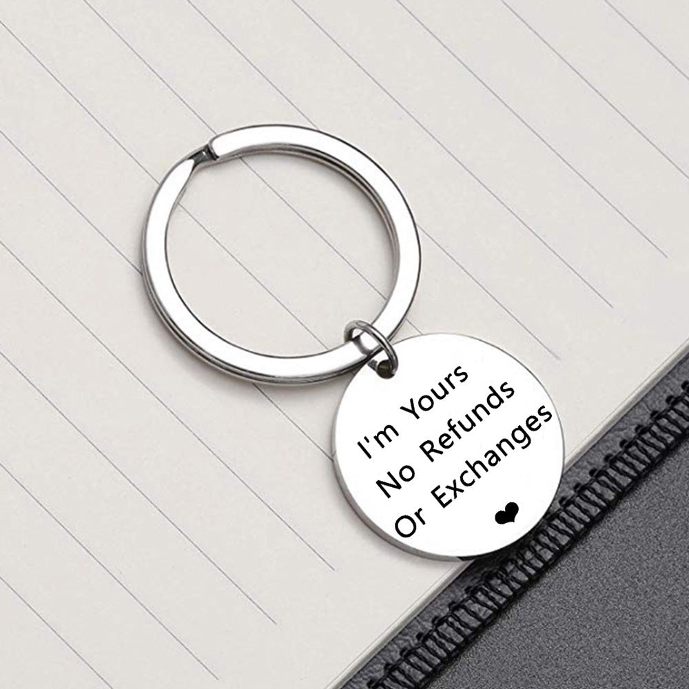Unisex Stainless Steel Keychain Gift For Valentines Day And Fathers Day And Special Occasions Steel Color Width 30mm