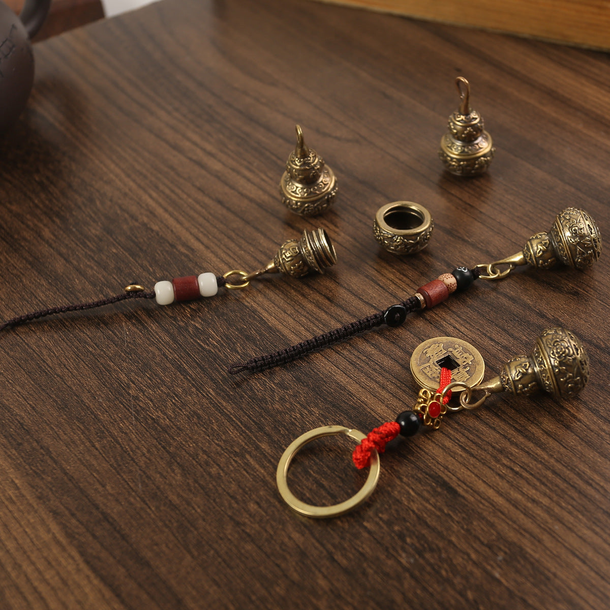 Gourd Keychain Pure Copper Pendant With Rich National Style Design For Keys Bags Holiday Gift And Everyday Use