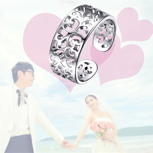 Womens Heart Ring Natural Carved Tail Silver 800 White Copper Jewelry Gift For Her Handcrafted Design Gift Gem