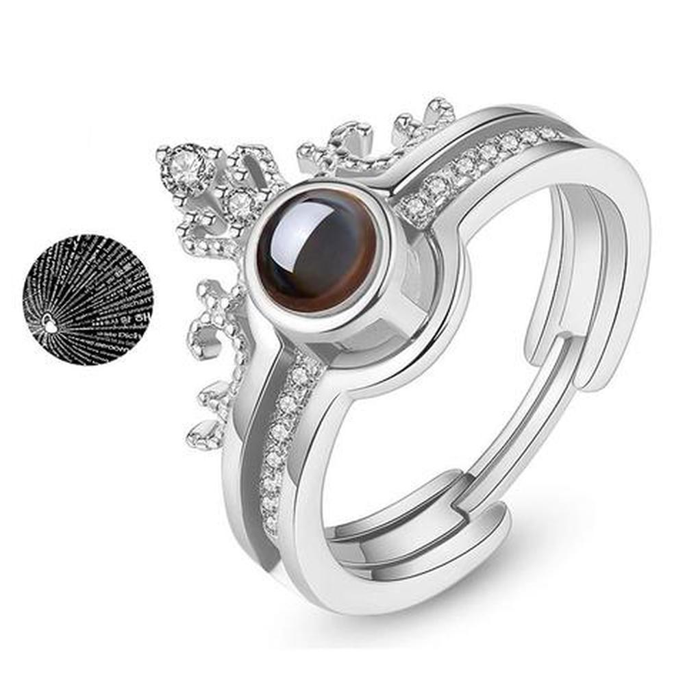 Love You Ring Projection Crown Two In One Ring 100 Languages Rubik Cube Ring BoxSet Geometric Rhinestone Inlay