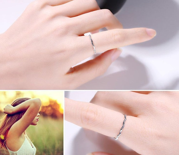 Bamboo Ring Knotted Design Statement Ring Fashion Jewelry Women Girls Natural Wood Handmade Elegant Ring Grace