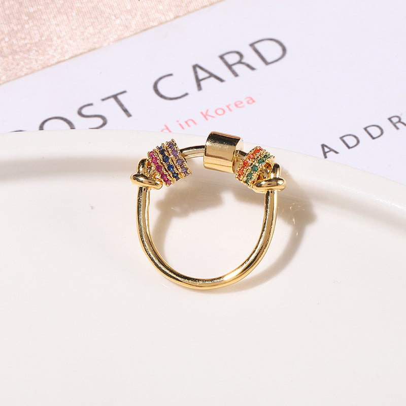 Gold Plated Ring Circle Design With 3A Zircon Embellished Hypoallergenic Copper Base Jewelry Accessory Everyday Wear