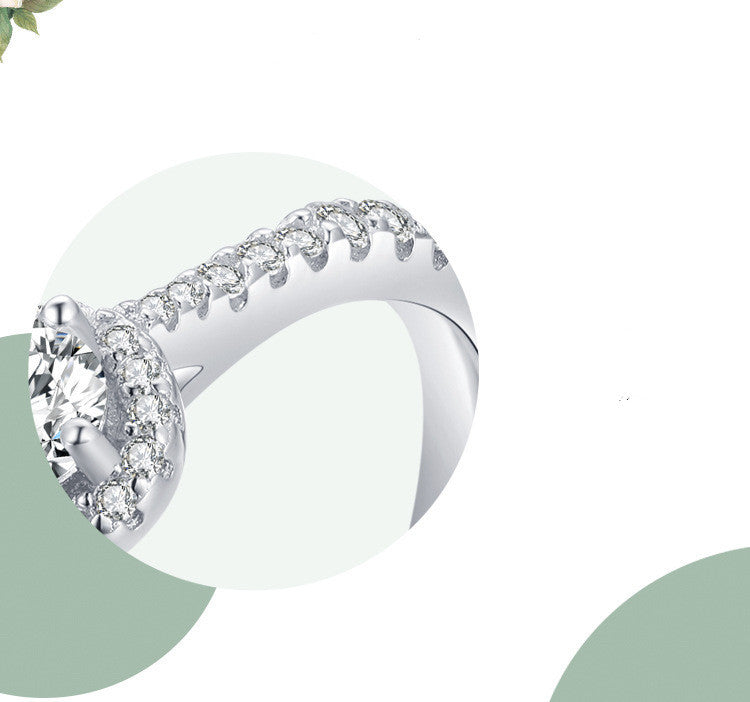 Sterling Silver Ring With Round Zircon Inlay Elegant Polished Silver Ring Perfect As A Gift For Her Anniversary