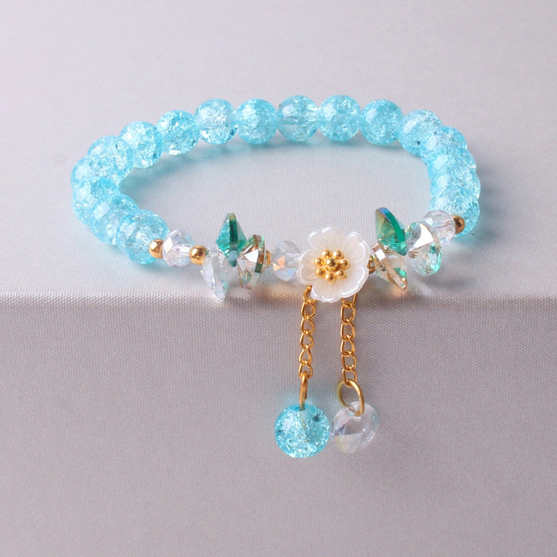 Women Flower Bracelet Colorful Glaze Crystal Pearls Delicate Floral Jewelry For Women And Girls For Daily Wear