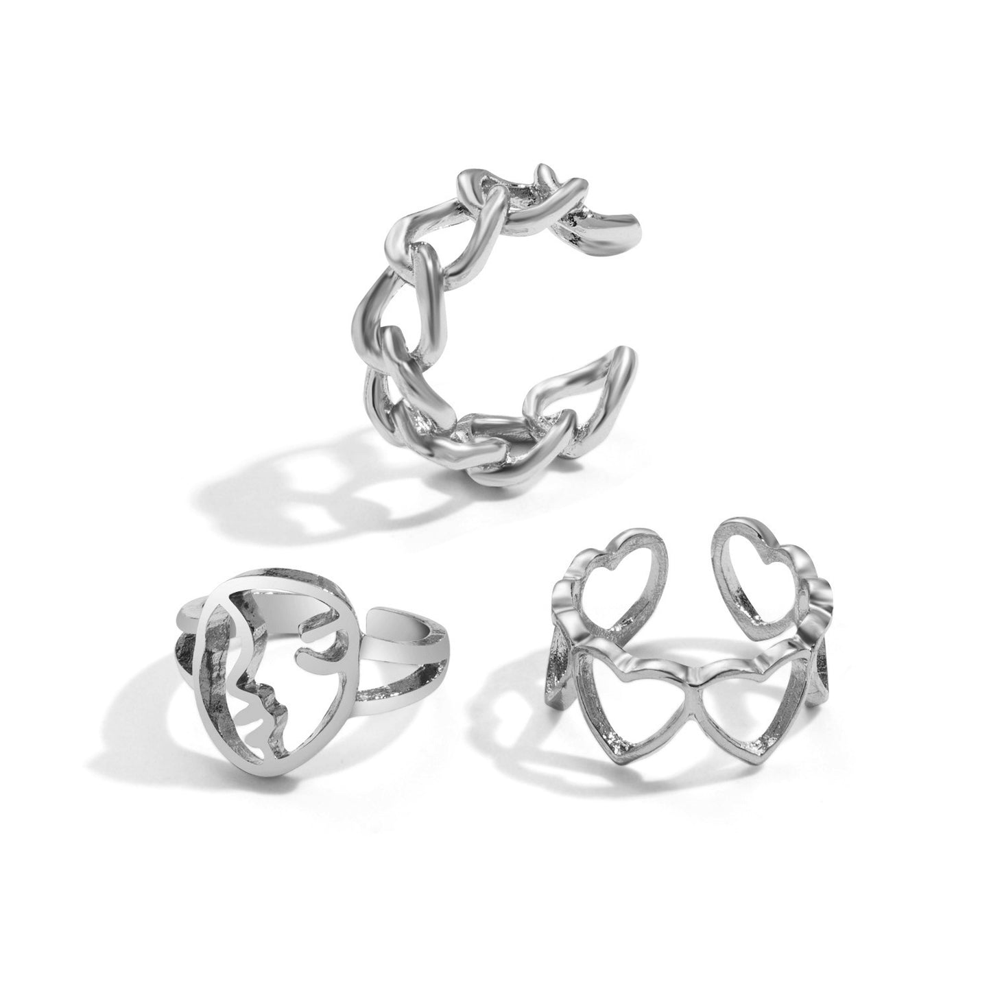 Womens Geometric Joint Knuckle Ring Sets Bohemian Retro Metal Patterned Electroplated Jewelry Rings Collection