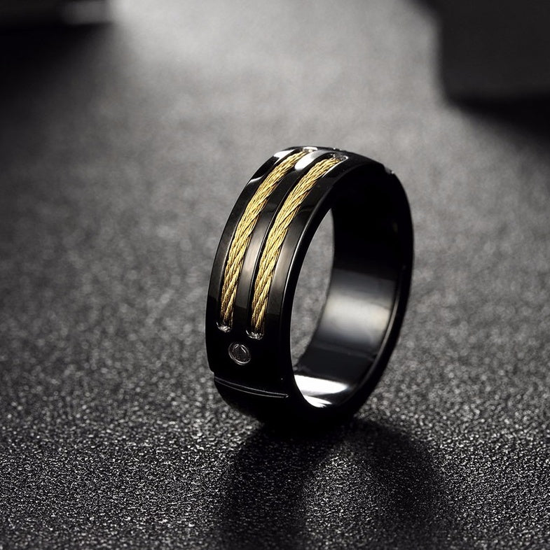 Titanium Steel Ring Unisex Geometry Electroplated Europe America Style US Codes 7 8 9 10 For Daily Wear And Gift Ready